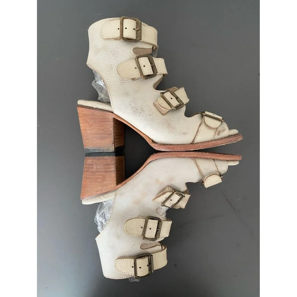 FreeBird by Steven Qual Multi-Buckle Mid Heel Boots US 8 Boho Western Grunge